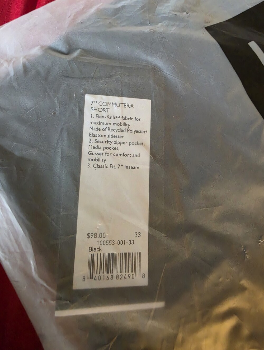 Rhone SEALED! NWT! The Commuter Short 7" in Black. Sz 33. R2S!! - Picture 9 of 10